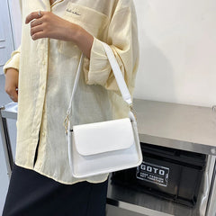 Small Flap Shoulder Bag Solid PU Leather Handbag Lady Clutch Crossbody Purse