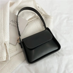 Small Flap Shoulder Bag Solid PU Leather Handbag Lady Clutch Crossbody Purse