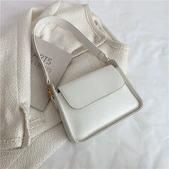 Small Flap Shoulder Bag Solid PU Leather Handbag Lady Clutch Crossbody Purse
