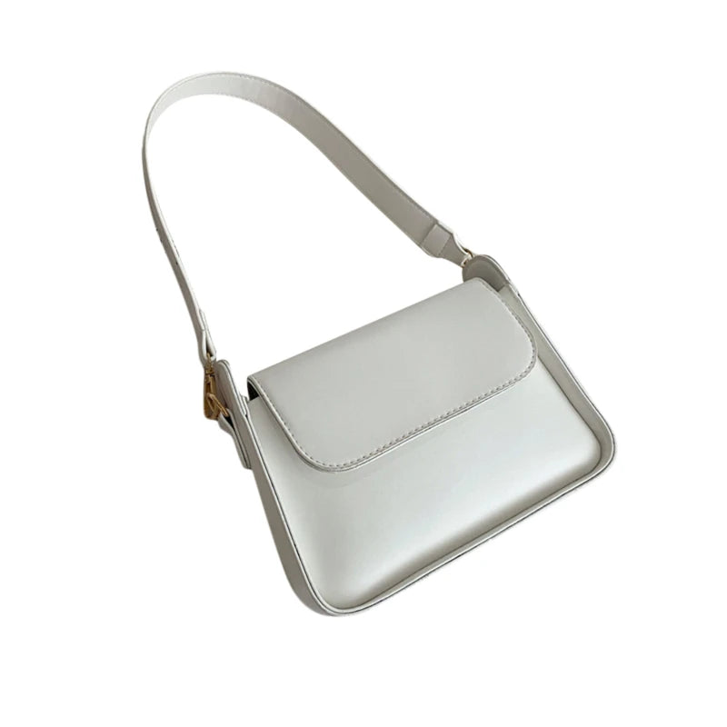 Small Flap Shoulder Bag Solid Pu Leather Handbag Clutch Lady Crossbod