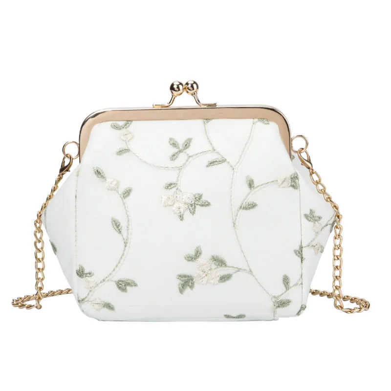 Lace Flower Mini Women Handbags Embroidered Crossbody Bag
