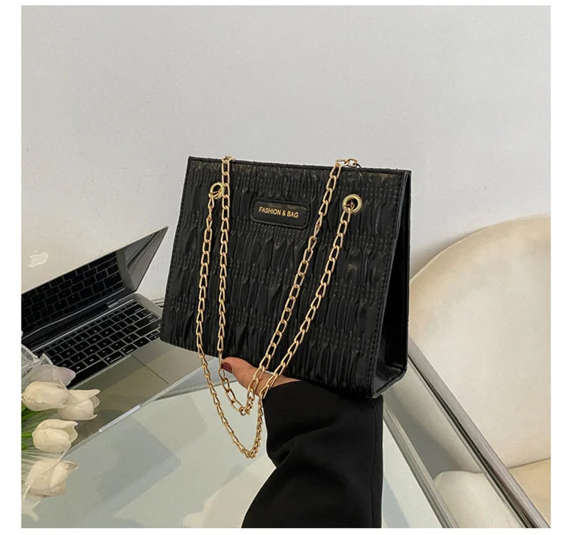 Vintage Square Shoulder Bags for Women PU Leather Chains Crossbody Bag Purse