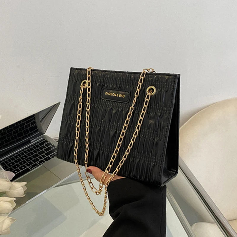 Vintage Square Shoulder Bags for Women PU Leather Chains Crossbody Bag Purse