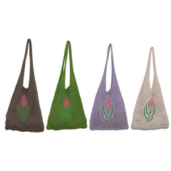 Women Knitted Shoulder Bag Large Capacity Mesh Summer Casual