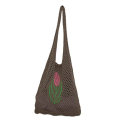 Women Knitted Shoulder Bag Large Capacity Mesh Summer Casual