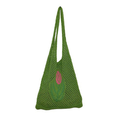 Women Knitted Shoulder Bag Large Capacity Mesh Summer Casual