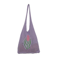 Women Knitted Shoulder Bag Large Capacity Mesh Summer Casual