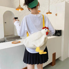 Chicken Purse Crossbody Bag Plush Animal Shoulder Bag Girls Clutch Messenger Bag