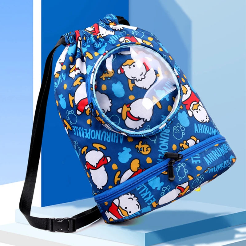 Kids Swimming Backpack Waterproof Cartoon Sports Bag Large Capacity
