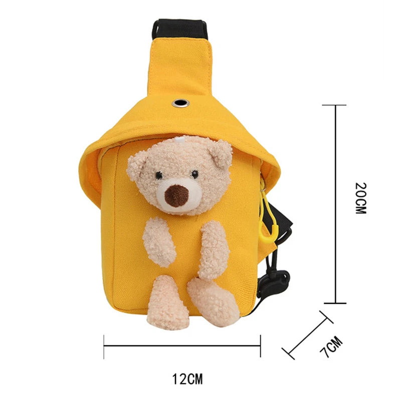 Child Waistbag Bear Banana Bag Small Adjustable Pure Colour Shoulder Chest Bag