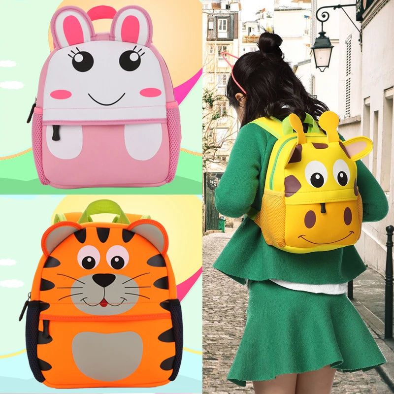 Kids 3D Animal Backpacks - Giraffe Monkey Owl Neoprene School Bags