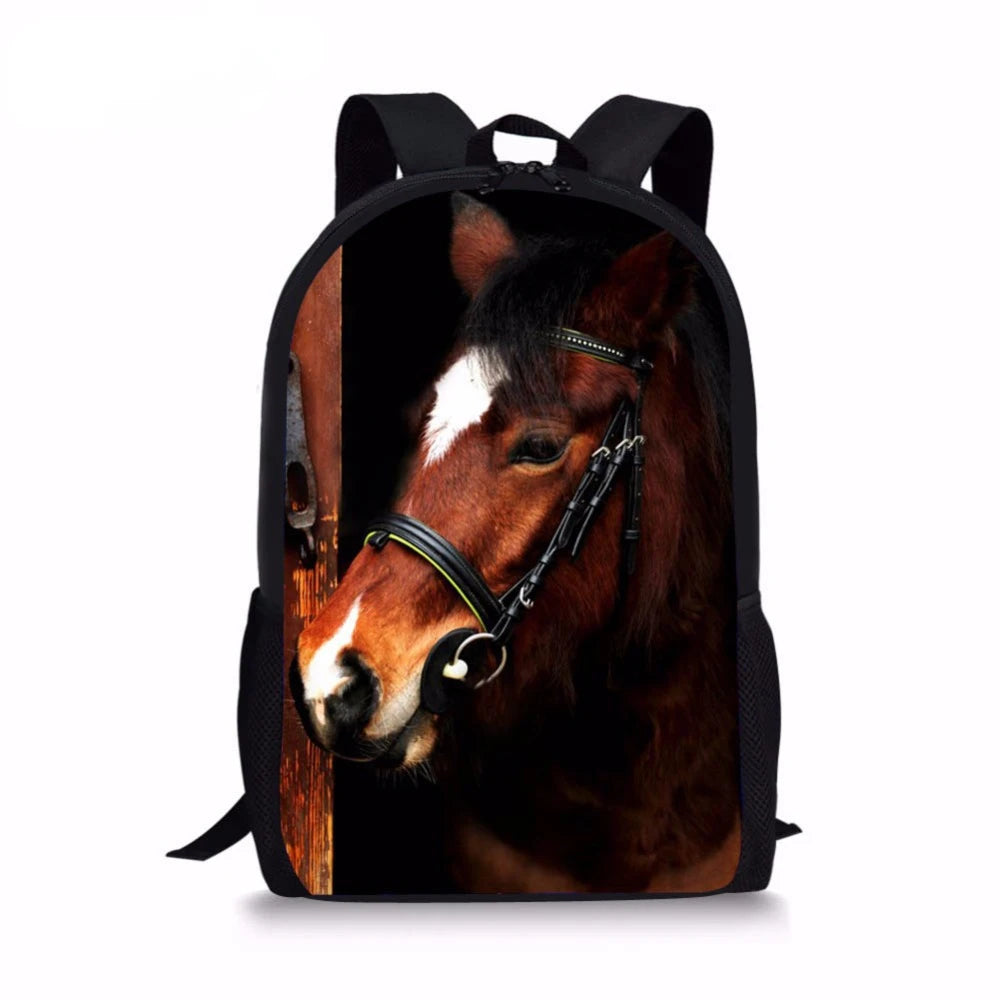 Kids Backpacks Horse Printing Lightweight Primary School Bags