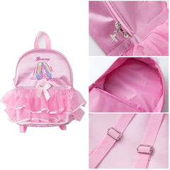 Kids Pink Ballerina Dance Bag Ruffle Tutu Schoolbag