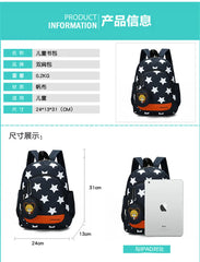 Children Character Backpack Rucksack School Bag Star Pattern Zipper Kid Book Bag