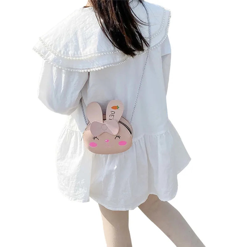 Kids Cartoon Animal Shoulder Bag Round Zipper Crossbody Handbag