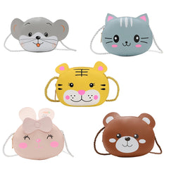 Kids Cartoon Animal Shoulder Bag Round Zipper Crossbody Handbag