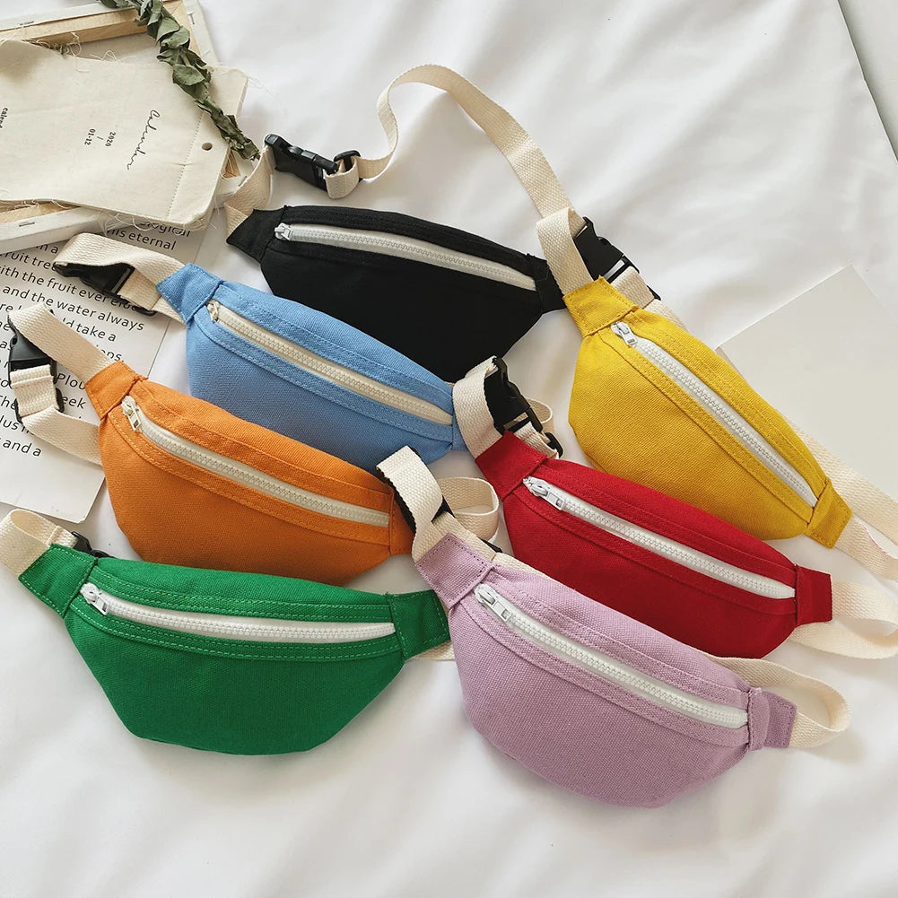 Canvas Kids Fanny Pack Waist Belt Purse for Outdoor Traveling