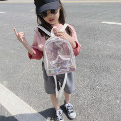 Kids Glitter Stars Backpack PVC Shoulder School Bags Boys Girls Travel