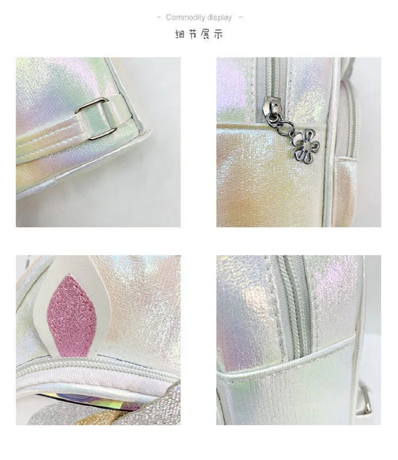 Mini Cartoon Unicorn Backpack Kids Kindergarten Hologram School Bag