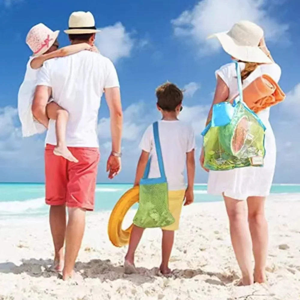 Kids Portable Mesh Sand Bag Travel Organizer Large Beach Towel Cosmetic Bag