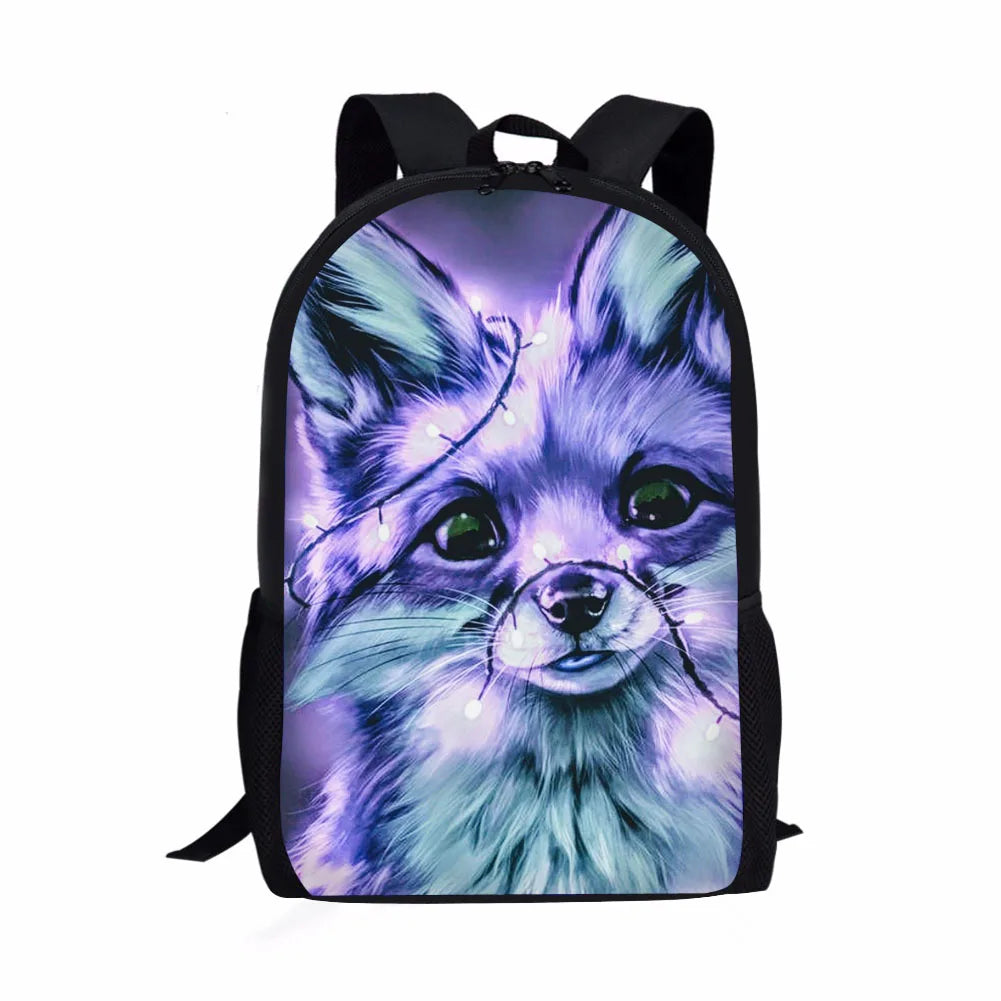 Light Fox Printing Kid's Backpack Schoolbag Shoulder Bag Boys Girls