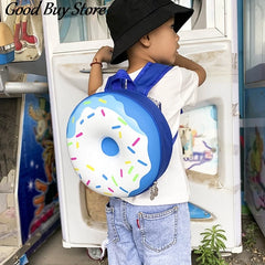 Donuts Shape School Bag for Kids, PU Leather Backpack, Cute Satchel