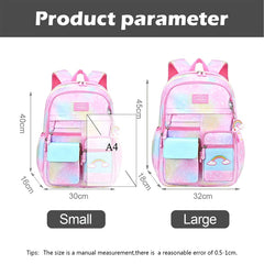 Girls Primary School Backpack Anti-Theft Gradient Rainbow Series Schoolbags