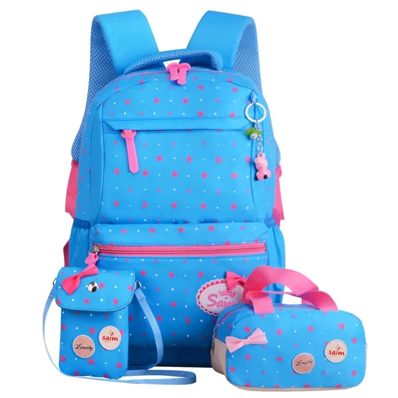 Girls Printing Rucksack School Backpacks 3pcs/Set Mochila Kids Travel Shoulder B