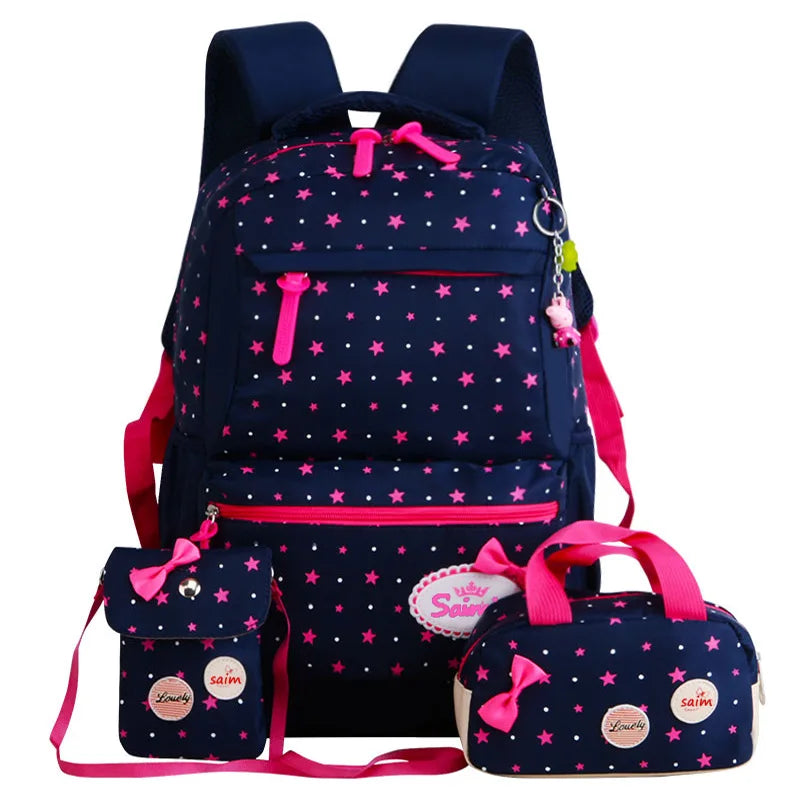 Girls Printing Rucksack Backpacks 3pcs Set Mochila Kids Travel Shoulder Bag