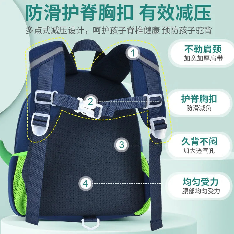 Dinosaur Kids Backpack for Kindergarten Boys and Girls
