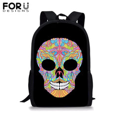 Skull Print School Backpack for Girls Boys