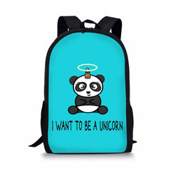 Kids Backpack Panda Unicorn School Bags Teen Travel Bag