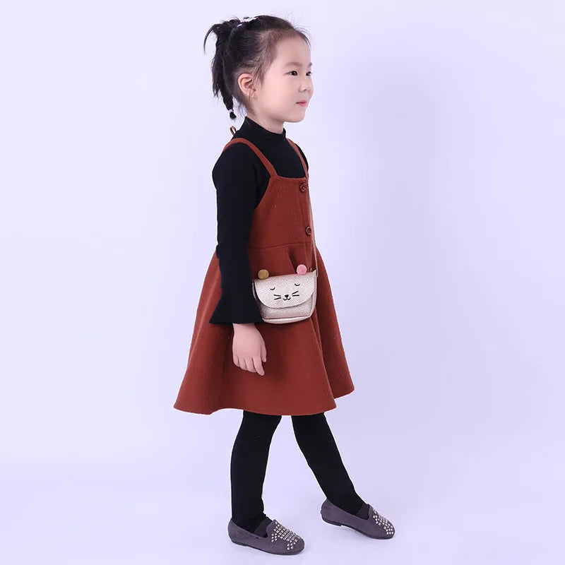 Children's Little Cat Coin Purse PU Leather Hairball Mini Shoulder Bag