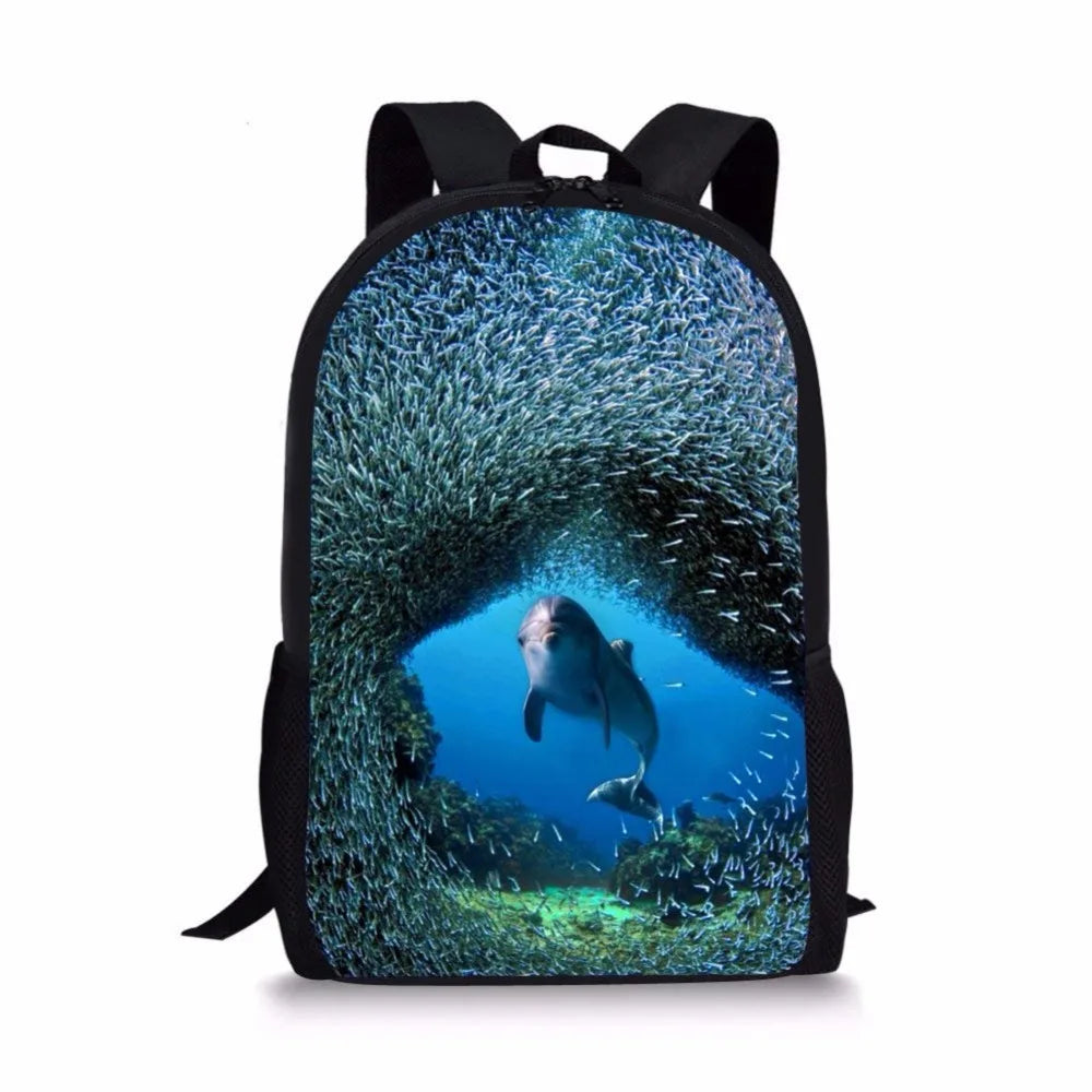 Children's Coral Shark Printing Backpack for Primary School