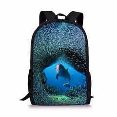 Children's Coral Shark Printing Backpack for Primary School