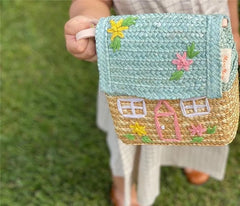 Straw Woven Bag Small House Rattan Shoulder Bag for Kids