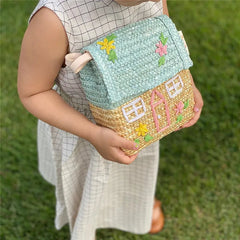 Straw Woven Bag Small House Rattan Shoulder Bag for Kids