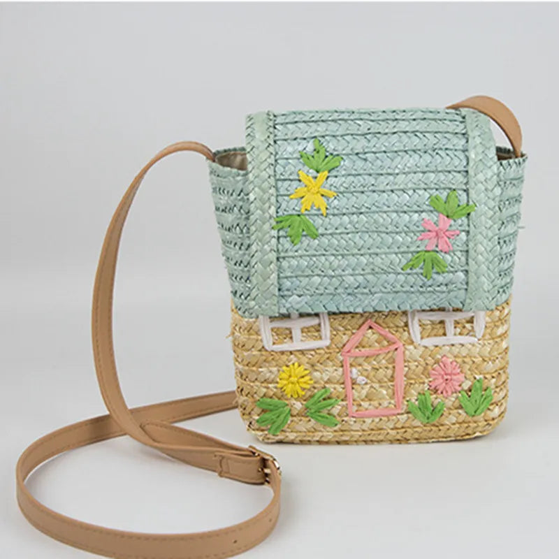 Children's Straw Woven Bag Small House Woven Bag