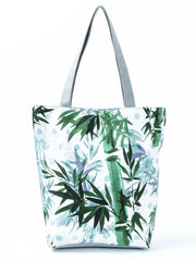 Chinese Bamboo Print Shoulder Bag Women Large Eco Reusable Shopping
