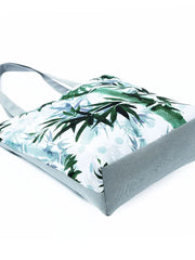 Chinese Bamboo Print Shoulder Bag Women Large Eco Reusable Shopping