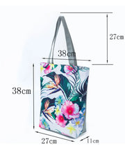 Chinese Leaf Shoulder Bag Women Floral Printed Polyester Summer Beach Shopping