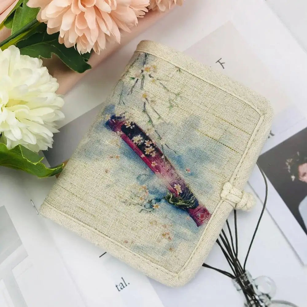 Chinese Style Women's Fabric Wallet Disc Buckle Short Linen Material