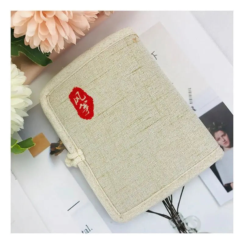 Chinese Style Women's Fabric Wallet Disc Buckle Short Linen Material