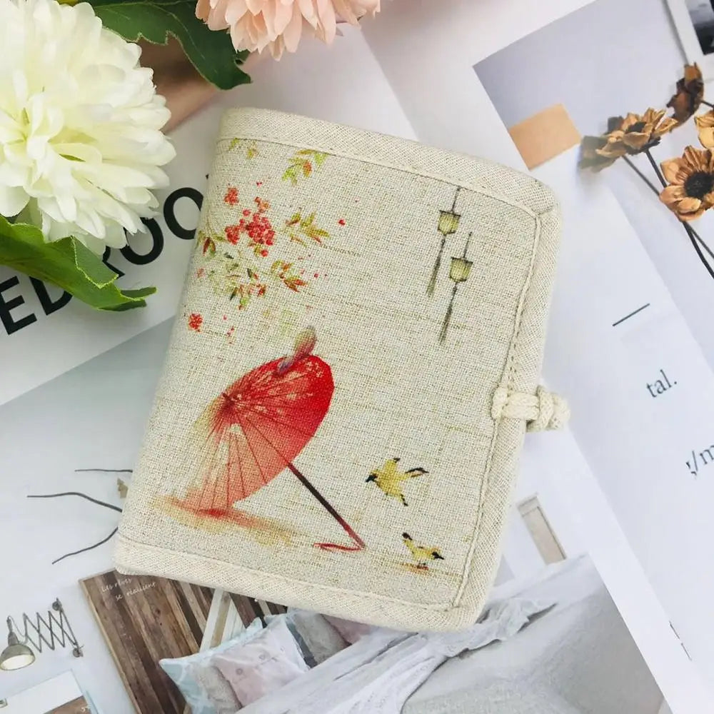 Chinese Style Women's Fabric Wallet Disc Buckle Short Linen Material