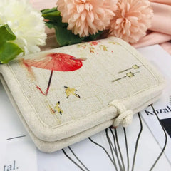 Chinese Style Women's Fabric Wallet Disc Buckle Short Linen Material