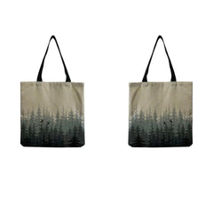Chinese Style Pine Forest Print Female Shopping Bags Shoulder Bag Large Capacity