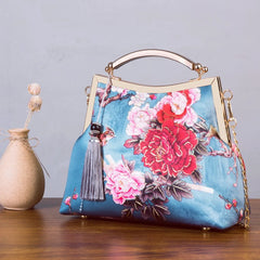 Chinese Style Vintage Print Cheongsam Crossbody Bag Women Purse Handbag