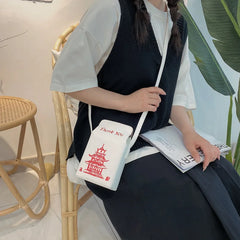 Chinese Takeout Box Purse Shoulder Bag Milk Carton Clutch Handbag for Women