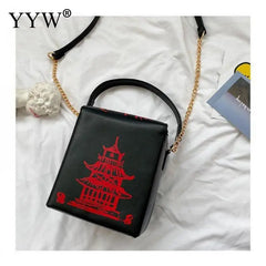Chinese Takeout Box Purse Pu Leather Women Handbag Novelty Crossbody Bag