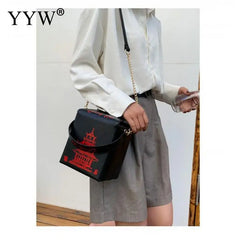 Chinese Takeout Box Purse Pu Leather Women Handbag Novelty Crossbody Bag